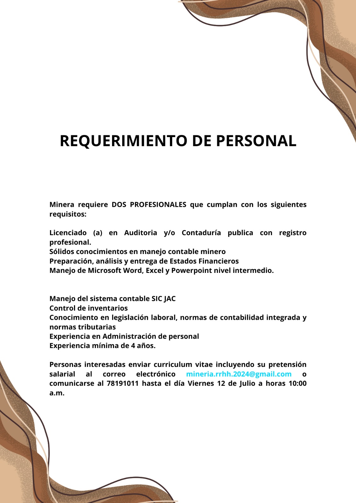 Requerimiento de Personal Radio Kollasuyo