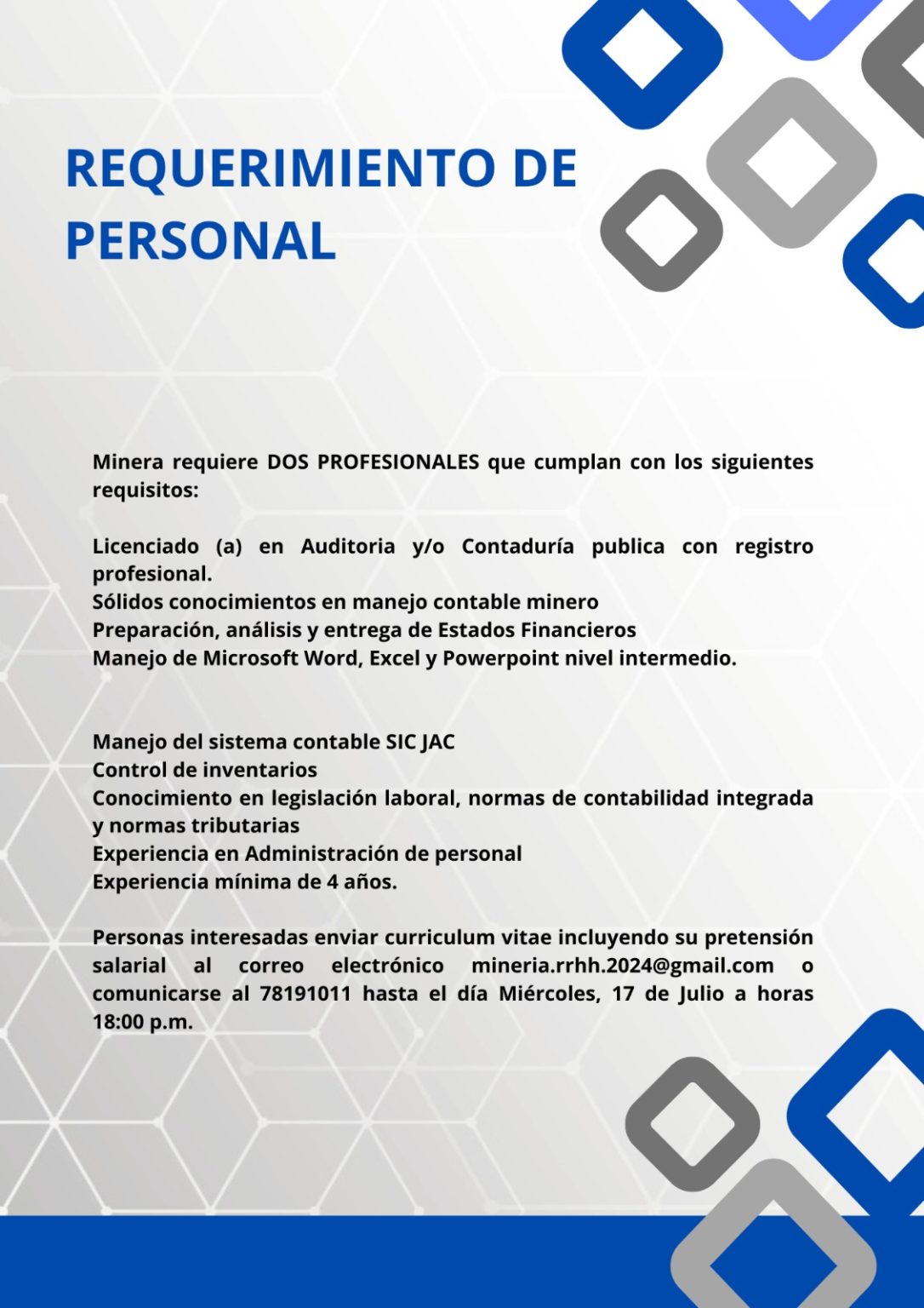 Requerimiento de Personal Radio Kollasuyo